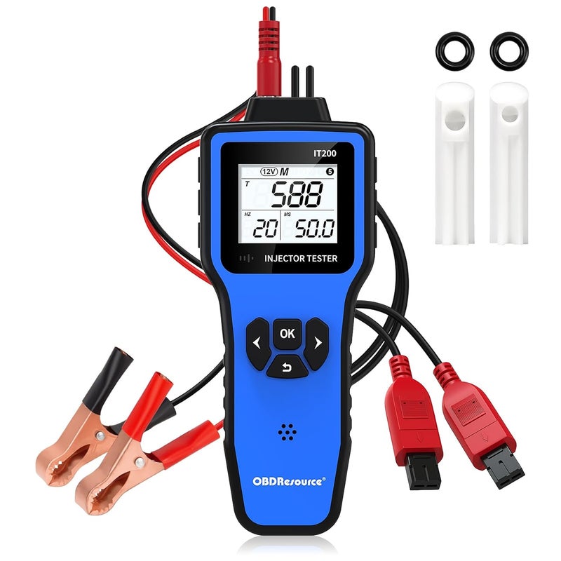 OBDResource Automotive Car Fuel Injector Tester and Adapter Kit,12V Vehicle Fuel System Diagnostic Tool with LED Display,10 Pulse Modes Injector Tester,12V/5V DC Output Power - Image 1
